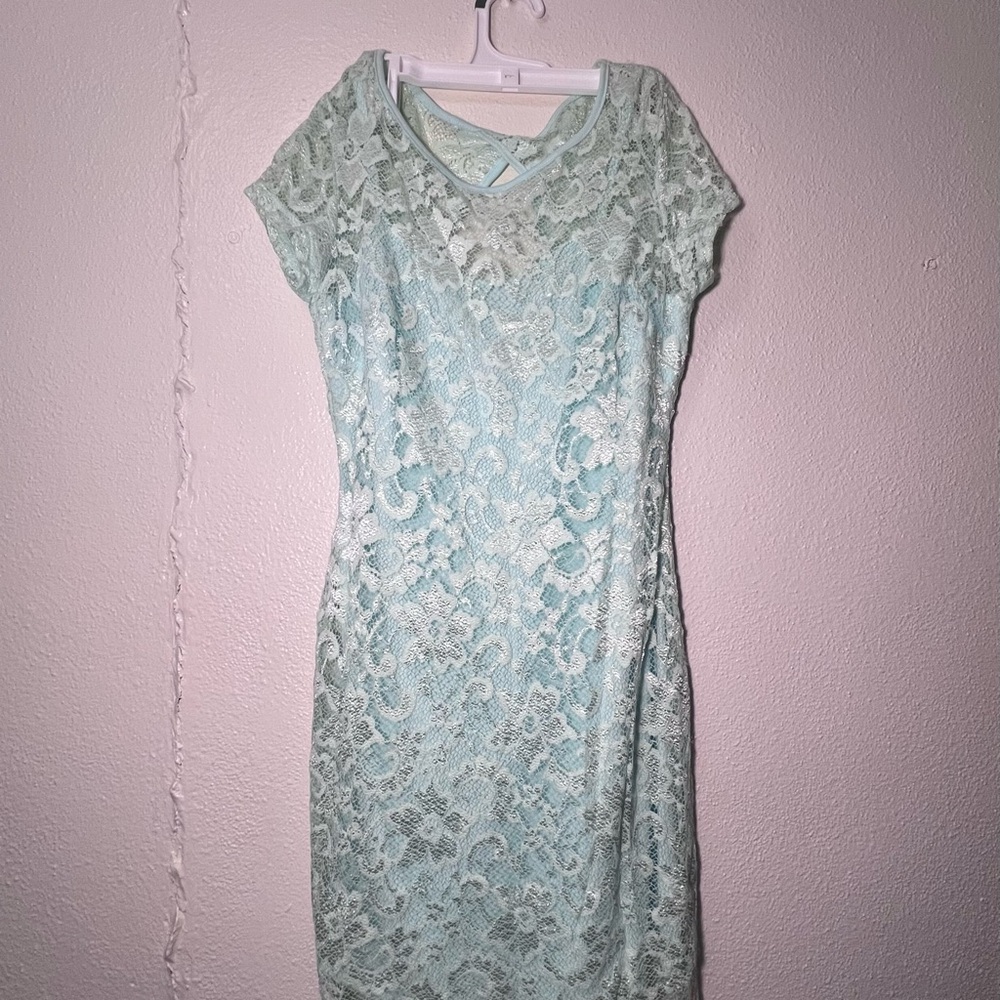 No Boundaries Lace Midi Dress in Soft Blue